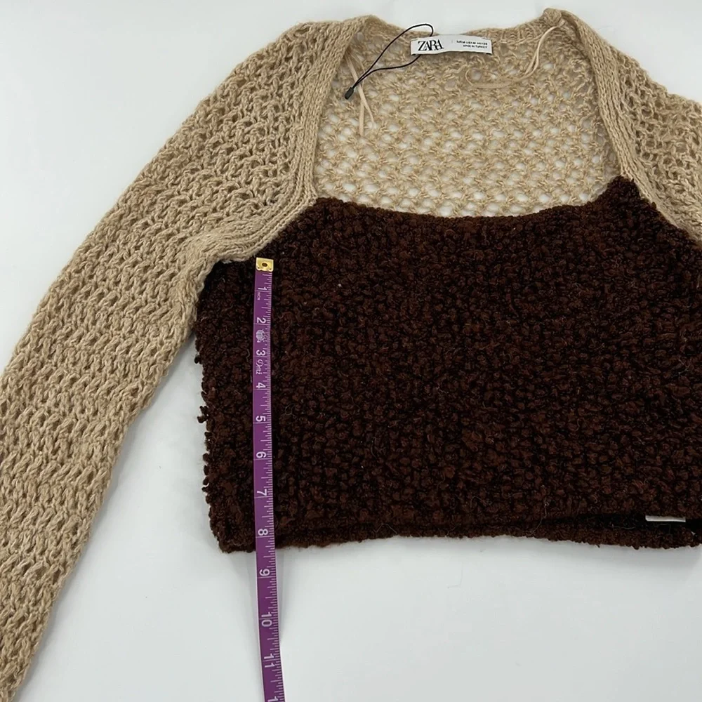 Zara sweater crop knit wool blend dainty fairy ethereal natural grunge Sz M NWOT